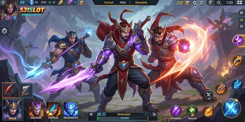 Gameplay MOBA yang seru dengan berbagai karakter hero.