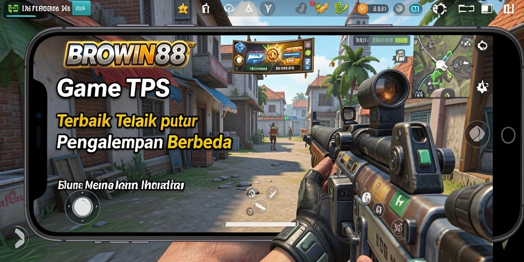 Screenshot utama BROWIN88 menampilkan pertempuran seru di arena TPS.