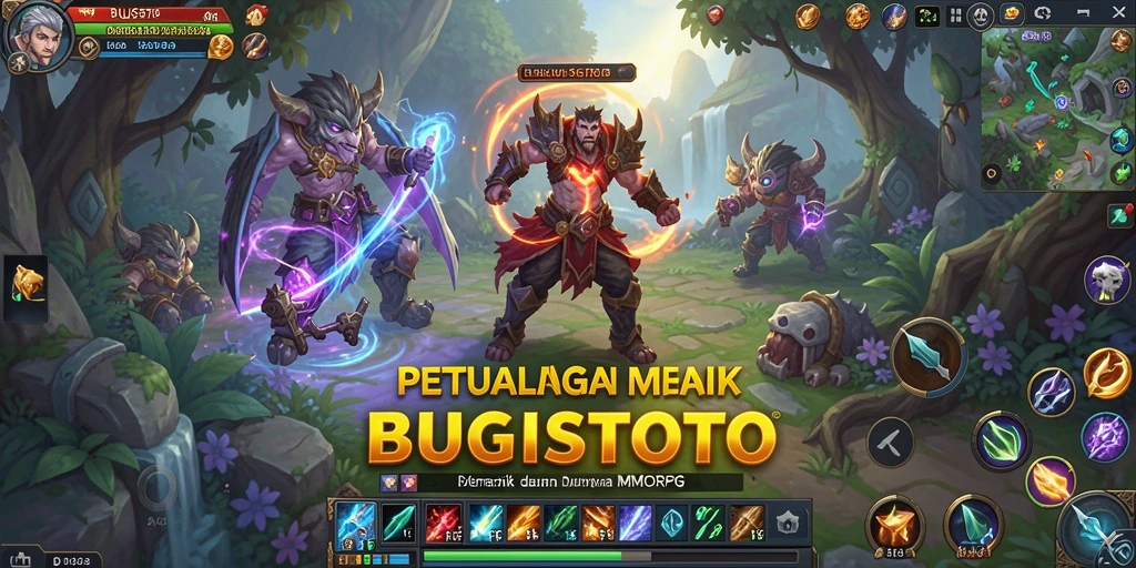 Screenshot gameplay utama BUGISTOTO menampilkan aksi seru dalam pertempuran MMORPG.