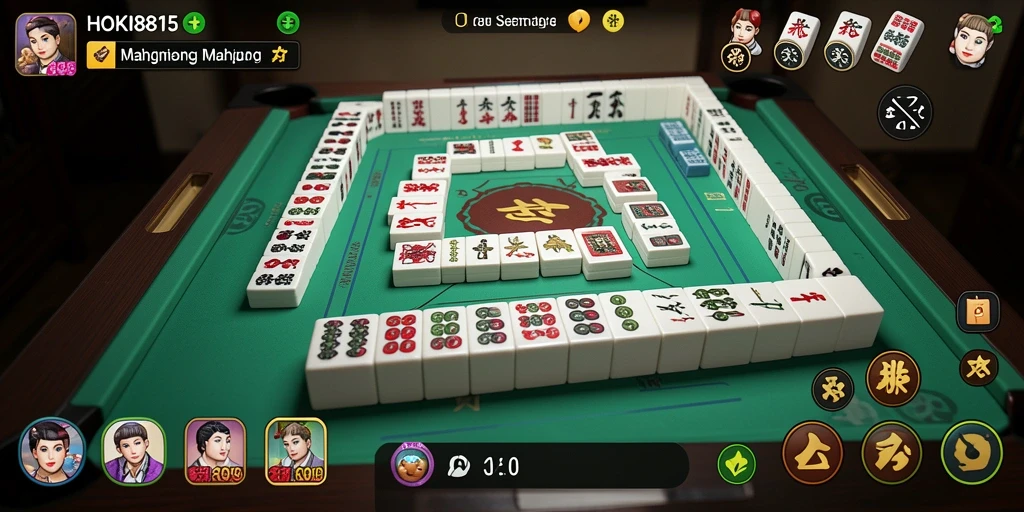 Screenshot gameplay HOKI8815 yang menampilkan ubin Mahjong.