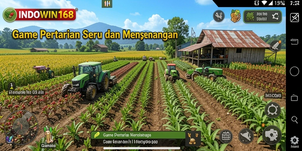 Tampilan gameplay menarik dari INDOWIN168 yang menunjukkan aktivitas bertani.