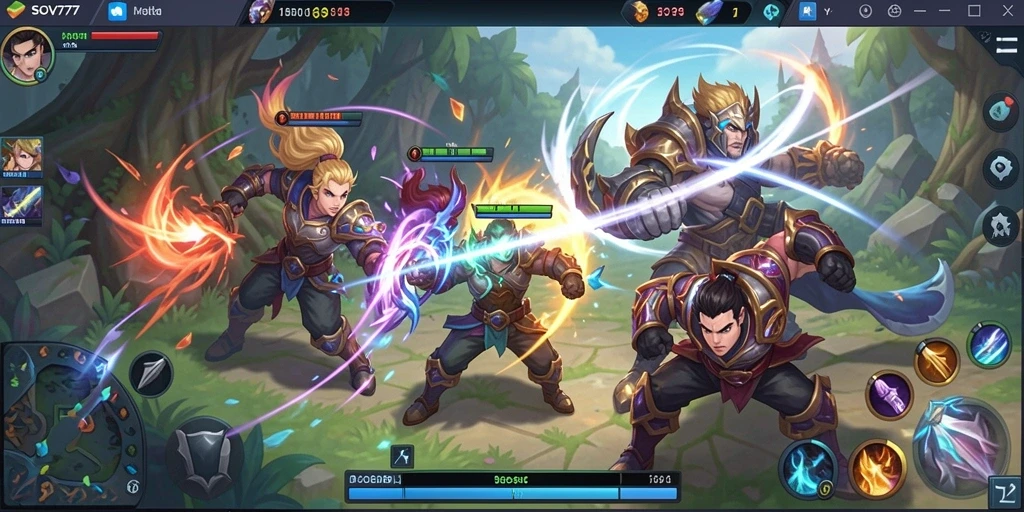 Screenshot menunjukkan aksi seru gameplay MOBA SOV777.