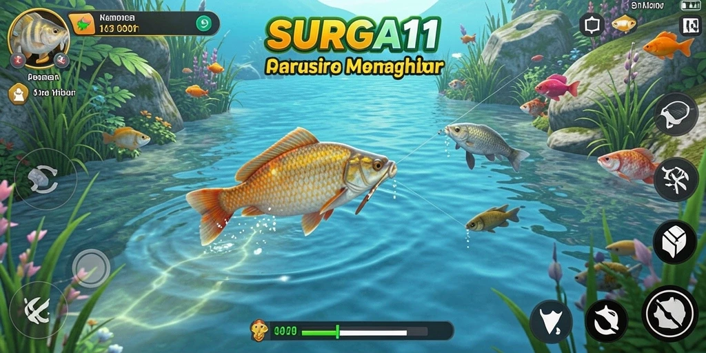 Screenshot SURGA11 menampilkan pemain menikmati pengalaman memancing yang seru.