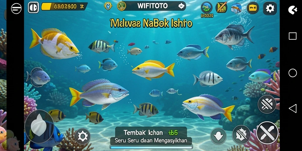 Gameplay seru WIFITOTO dengan aksi tembak ikan yang mendebarkan.