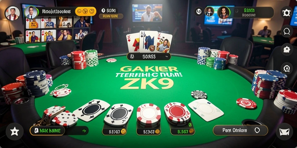 Tampilan gameplay mendebarkan dari ZK9 yang menunjukkan suasana Poker.